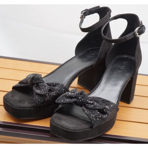 New J. Crew Rhinestone Bow Platform Heels Glass Upper Rubber Sole Sz 9